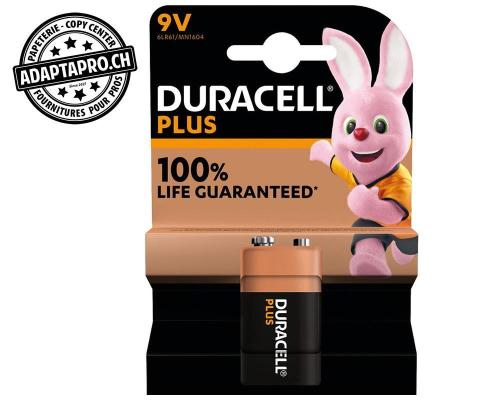 Piles alcalines DURACELL Plus - Bloc 9V - 1 pièce