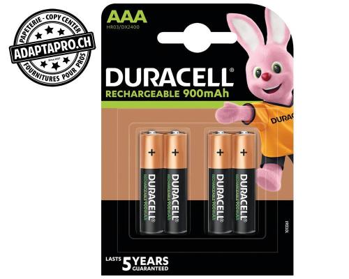 Piles rechargeables DURACELL - Micro AAA 1.2V - 4 pièces