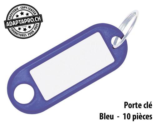 Porte-clés WEDO - avec anneau - 52x21mm - BLEU - 10 pièces