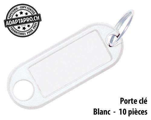 Porte-clés WEDO - avec anneau - 52x21mm - BLANC - 10 pièces