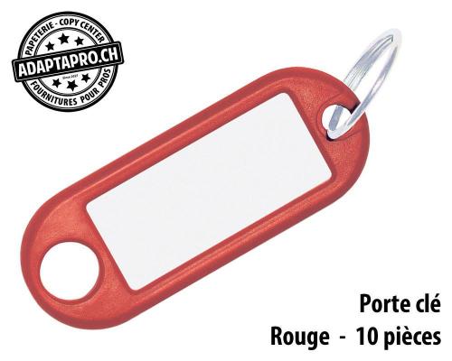 Porte-clés WEDO - avec anneau - 52x21mm - ROUGE - 10 pièces