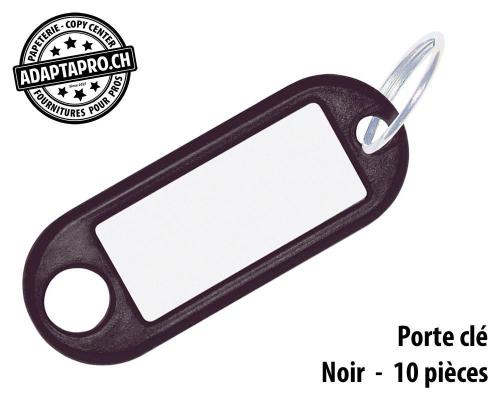 Porte-clés WEDO - avec anneau - 52x21mm - NOIR - 10 pièces