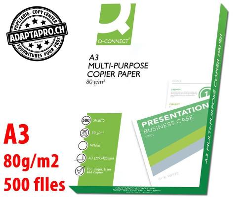 Papier universel Q-CONNECT - 80g - extra blanc - A3