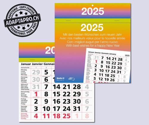 Calendrier mensuel BIELLA - 1 mois par feuille - 16.7x19.8cm - 2025