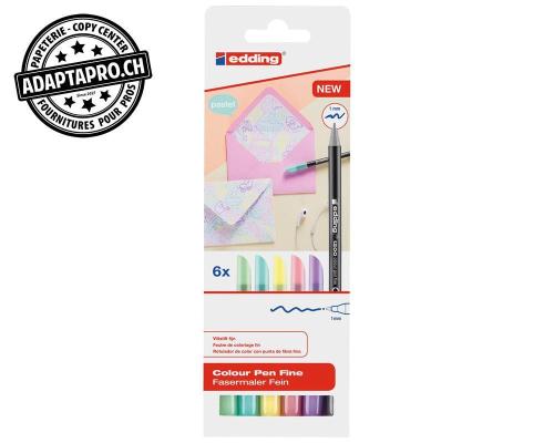 Feutre de coloriage - EDDING 1200 - 6 couleurs pastels