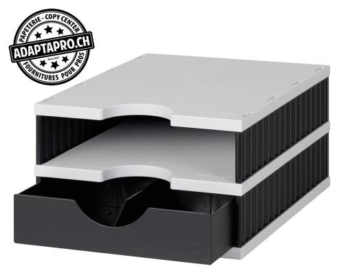 Module de classement STYRODOC uno - 1 tiroir / 1 casier 57mm - C4 - gris / noir