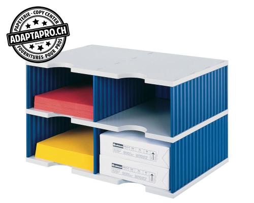 Module de classement STYRODOC duo - 2 étages / 4 casiers 127mm - C4 485x331 - gris / bleu