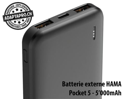Batterie externe HAMA Pocket 5 - 5'000mAh