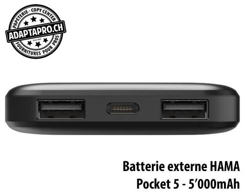 Batterie externe HAMA Pocket 5 - 5'000mAh