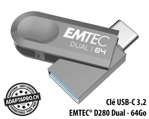 Clé USB-C 3.2 EMTEC® D280 Dual - 64Go