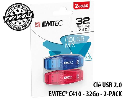 Clé USB 2.0 EMTEC® C410 - 32Go - 2-PACK (2 pièces)