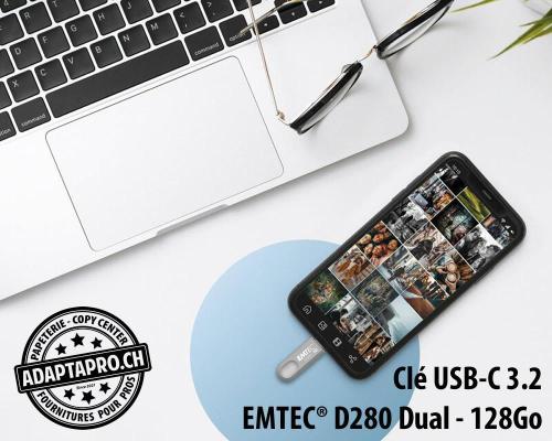 Clé USB-C 3.2 EMTEC® D280 Dual - 128Go