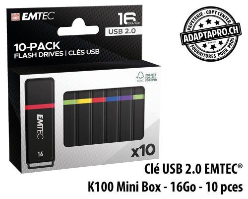 Clé USB 2.0 EMTEC® K100 Mini Box - 16Go - 10 pièces