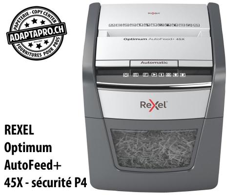 Destructeur de documents REXEL® Optimum AutoFeed+ 45X - sécurité P4