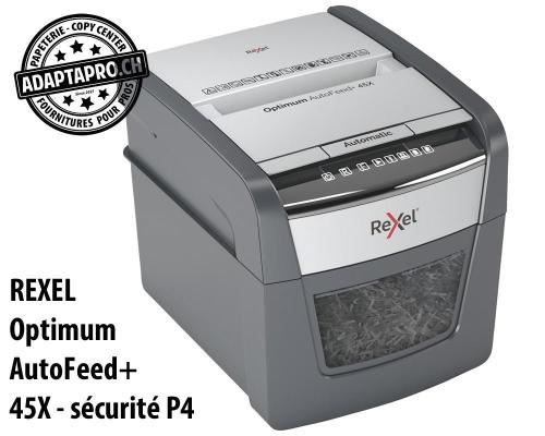 Destructeur de documents REXEL® Optimum AutoFeed+ 45X - sécurité P4