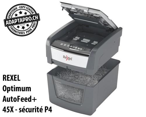 Destructeur de documents REXEL® Optimum AutoFeed+ 45X - sécurité P4