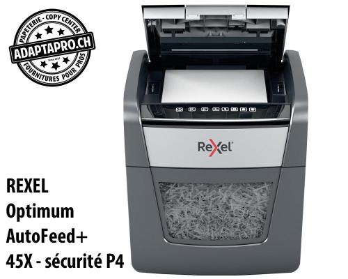 Destructeur de documents REXEL® Optimum AutoFeed+ 45X - sécurité P4