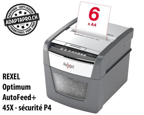 Destructeur de documents REXEL® Optimum AutoFeed+ 45X - sécurité P4