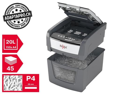 Destructeur de documents REXEL® Optimum AutoFeed+ 45X - sécurité P4