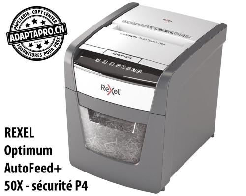 Destructeur de documents REXEL® Optimum AutoFeed+ 50X - sécurité P4