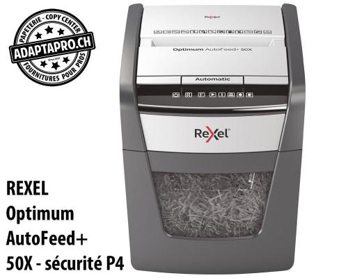 Destructeur de documents REXEL® Optimum AutoFeed+ 50X - sécurité P4