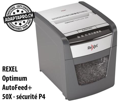 Destructeur de documents REXEL® Optimum AutoFeed+ 50X - sécurité P4