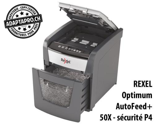 Destructeur de documents REXEL® Optimum AutoFeed+ 50X - sécurité P4