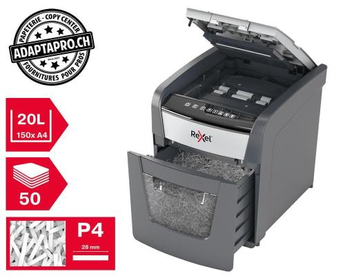 Destructeur de documents REXEL® Optimum AutoFeed+ 50X - sécurité P4