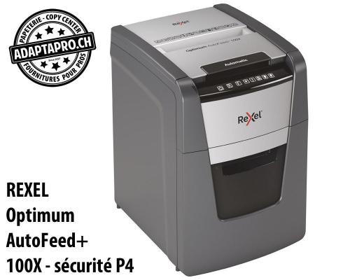 Destructeur de documents REXEL&reg; Optimum AutoFeed+ 100X - s&eacute;curit&eacute; P4