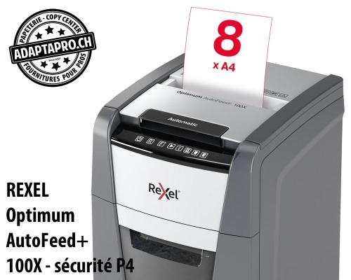 Destructeur de documents REXEL&reg; Optimum AutoFeed+ 100X - s&eacute;curit&eacute; P4