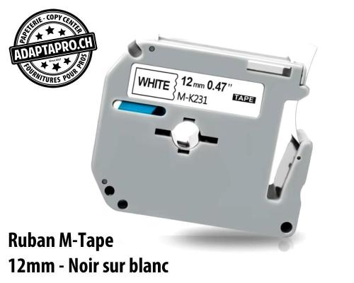 Ruban compatible M-Tape - 12mm * 8m - Noir sur blanc