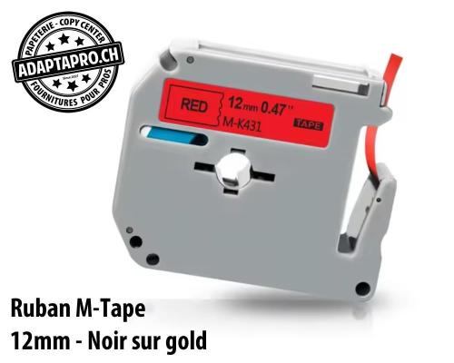 Ruban compatible M-Tape - 12mm * 8m - Noir sur rouge