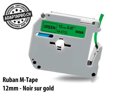 Ruban compatible M-Tape - 12mm * 8m - Noir sur vert