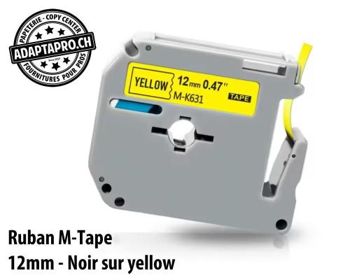 Ruban compatible M-Tape - 12mm * 8m - Noir sur jaune