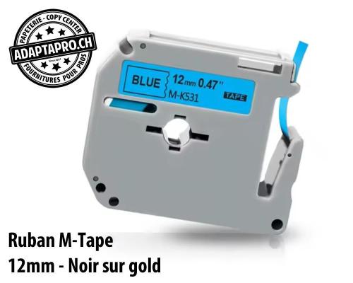 Ruban compatible M-Tape - 12mm * 8m - Noir sur bleu