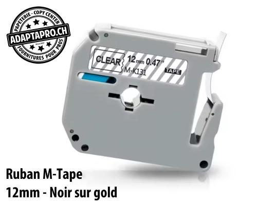 Ruban compatible M-Tape - 12mm * 8m - Noir sur transparent