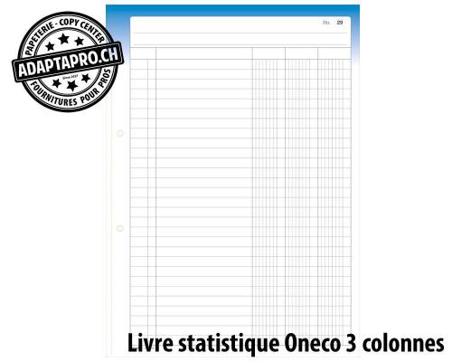 Livre à duplicata SIMPLEX Livre statistique Oneco - 3 colonnes A4 - 50 feuilles