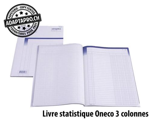 Livre à duplicata SIMPLEX Livre statistique Oneco - 3 colonnes A4 - 50 feuilles