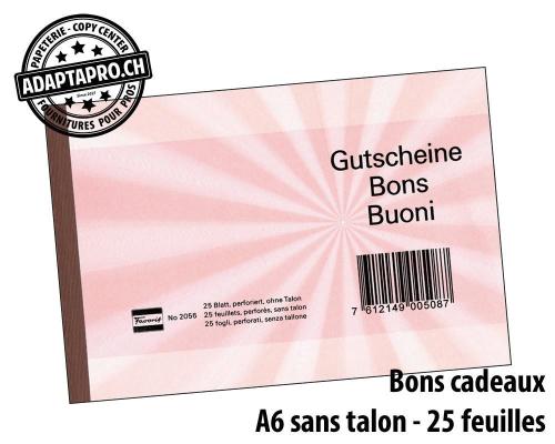 Bons-cadeaux FAVORIT - A6 - sans talon - rouge - 25 feuilles