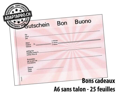 Bons-cadeaux FAVORIT - A6 - sans talon - rouge - 25 feuilles