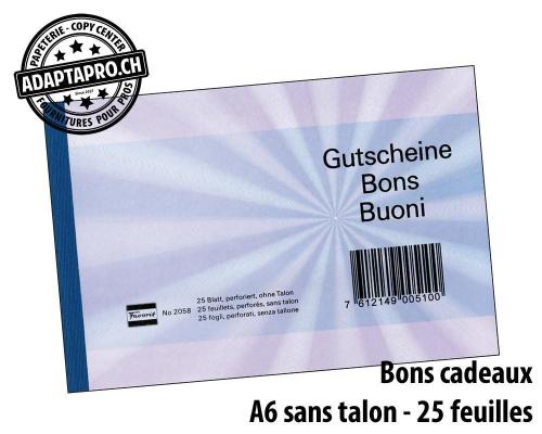 Bons-cadeaux FAVORIT - A6 - sans talon - bleu - 25 feuilles