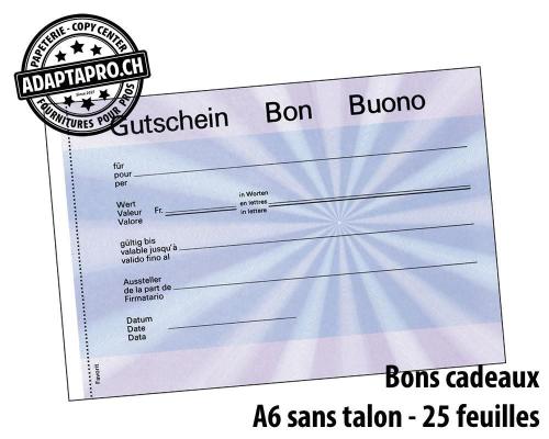 Bons-cadeaux FAVORIT - A6 - sans talon - bleu - 25 feuilles