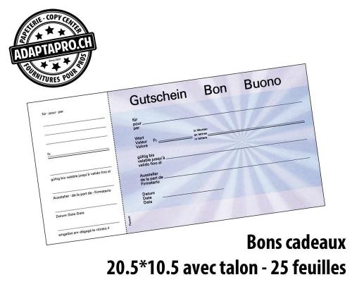 Bons-cadeaux FAVORIT - 20.5x10.5cm - avec talon - bleu - 25 feuilles