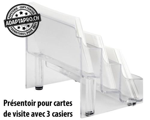 Pr&eacute;sentoir pour cartes de visite SIGEL avec 3 casiers - transparent