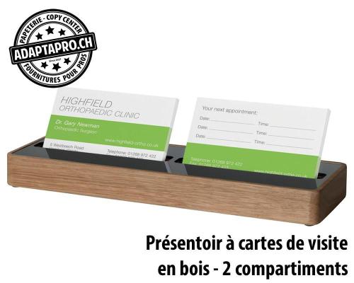 Présentoir pour cartes de visite SIGEL bois - 2 compartiments