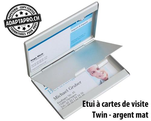 Etui pour cartes de visite SIGEL Twin argent mat