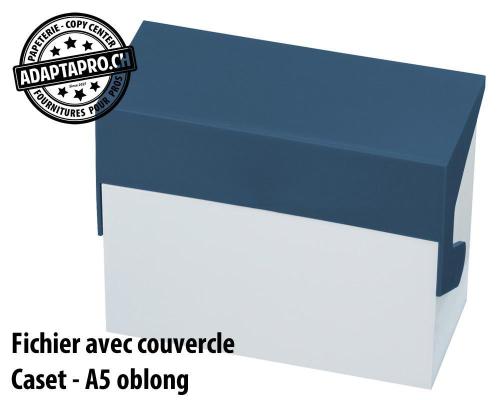 Fichier avec couvercle STYRO Caset - A5 oblong - blanc/bleu