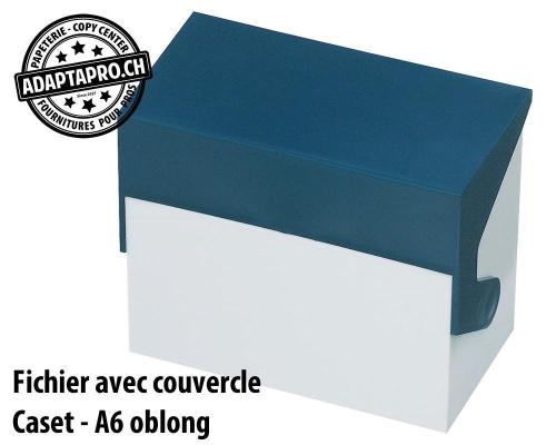 Fichier avec couvercle STYRO Caset - A6 oblong - blanc/bleu