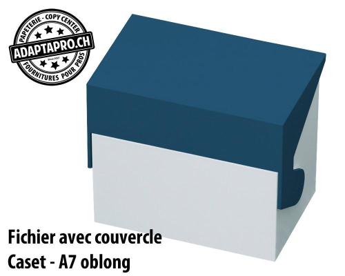 Fichier avec couvercle STYRO Caset - A7 oblong - blanc/bleu