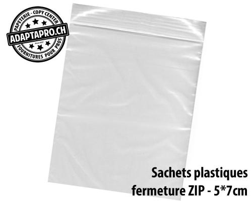 Sachets plastiques - fermeture ZIP - 50* 70mm (l*h) - 100 pces